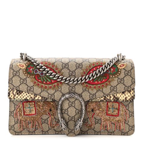 GUCCI GG Supreme Monogram Elaphe Elephant Embroidered 